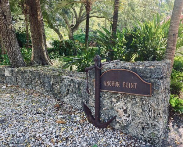 iron anchor on limestone wall