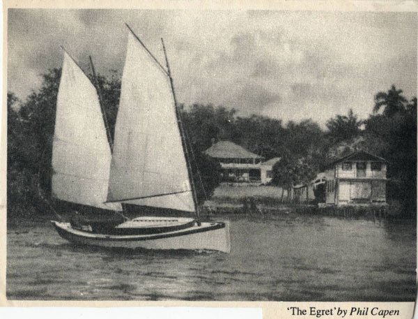 sailboat bay boathouse vintage photo palm trees